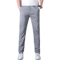 thumbnail image 3 of Men Slim Fit Pencil Plaid Skinny Dress Pants Work Business Formal Long Trousers, 3 of 9