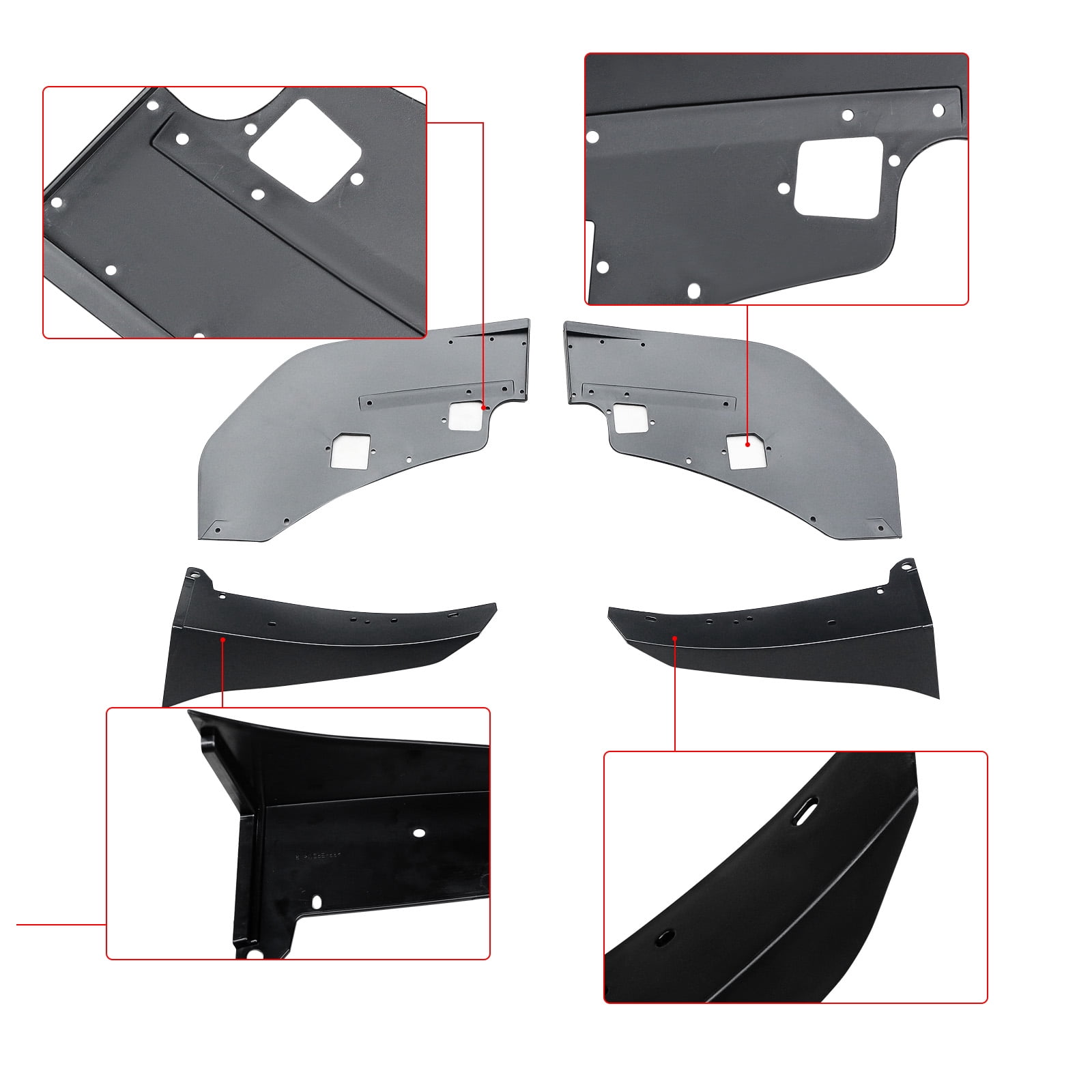 NINTE Front Bumper Corner Winglet for 2015-2021 Ford Mustang GT500 Style Matte Black
