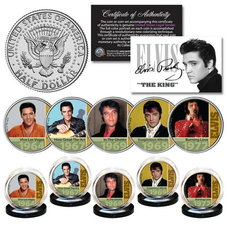 1960 Coins - ELVIS PRESLEY 1960's-70's Music Hits OFFICIAL JFK Kennedy Half Dollar 5-Coin Set