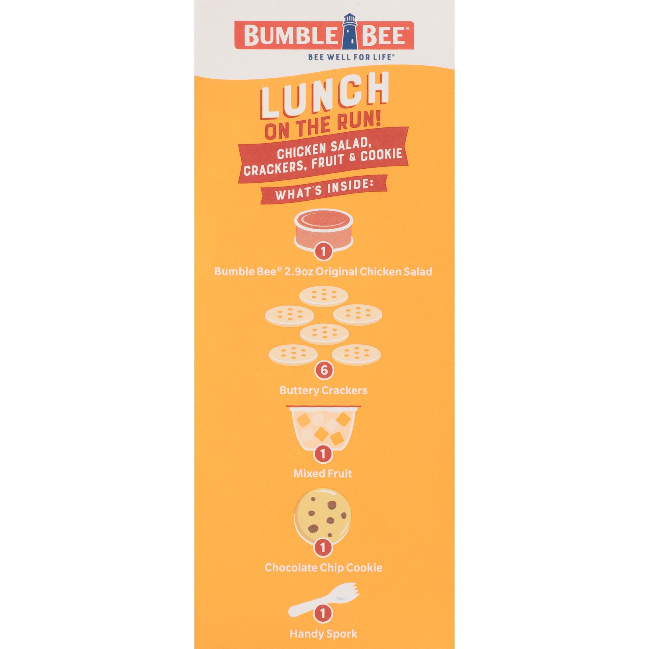 (2 pack) Bumble Bee Lunch on The Run Chicken Salad with Crackers Kit, Ready to Eat, Includes Mixed Fruit Cup and Cookie, Shelf Stable Box, 8.2 oz
