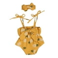 thumbnail image 5 of Douhoow 0-24M Girls Bodysuit Spaghetti Straps Romper Polka Dot Print Bowknot Jumpsuit Headband, 5 of 6