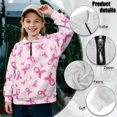 thumbnail image 6 of Uorisanigo Girls Half Zip Cropped Pullover Sweatshirt Oversized Sweatshirts Breast Cancer Awareness Long Sleeve Athletic Tops Fall Fashion Outfits Clothes Kids Hoodies Size 5-6, 6 of 7