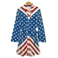 thumbnail image 4 of American Flag Blue Red White Night Robe Long Sleeve V Neck Robe With Belt Women's Sleepwear Dresses, 4 of 9