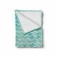 thumbnail image 2 of Nautical Soft Flannel Fleece Blanket, Soft Pastel Colored Ocean Sea Waves Pattern Summer Vibes Inspired Graphic, Cozy Plush for Indoor and Outdoor Use, 50" x 60", Turquoise and White, by Ambesonne, 2 of 6