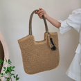 thumbnail image 5 of Casual Straw Woven Handbag s Purse Handmade Weaving Top Handle Shoulder, 5 of 8