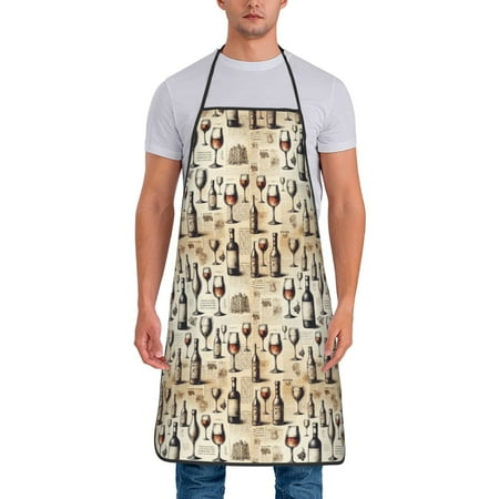 

Matuu Wine 1 for Cooking Apron for Men and Women Adjustable Strap and Waist Ties for Baking Cooking Gardening