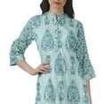 thumbnail image 6 of Moomaya Printed Straight Hem Kurta Tunic For Women Mandarin Collar Kurti Summer Wear, 6 of 6