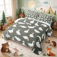 thumbnail image 3 of Erosebridal Goose Twin Quilt Set for Boys Girls, Green Background Twin Coverlet Set, 2-Piece 1 Bedspread and 1 Pillowcase, 3 of 7