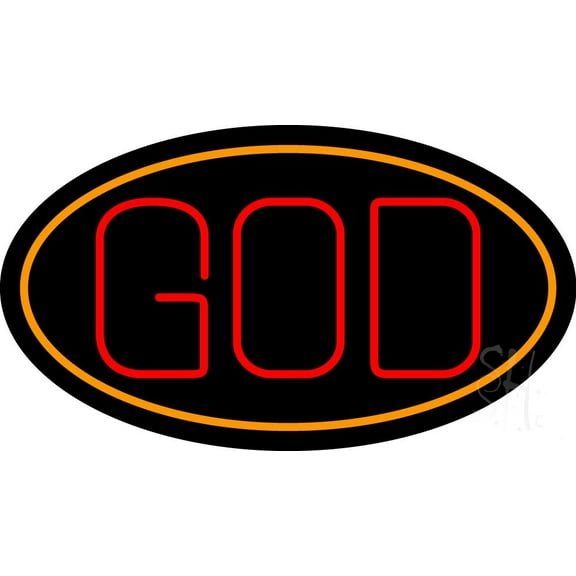 God With Border LED Neon Sign 13 x 24 - inches Black Square Cut Acrylic Backing, with Dimmer - Premium built indoor Sign for Home décor, Event, Religious place, Store interior, Office.