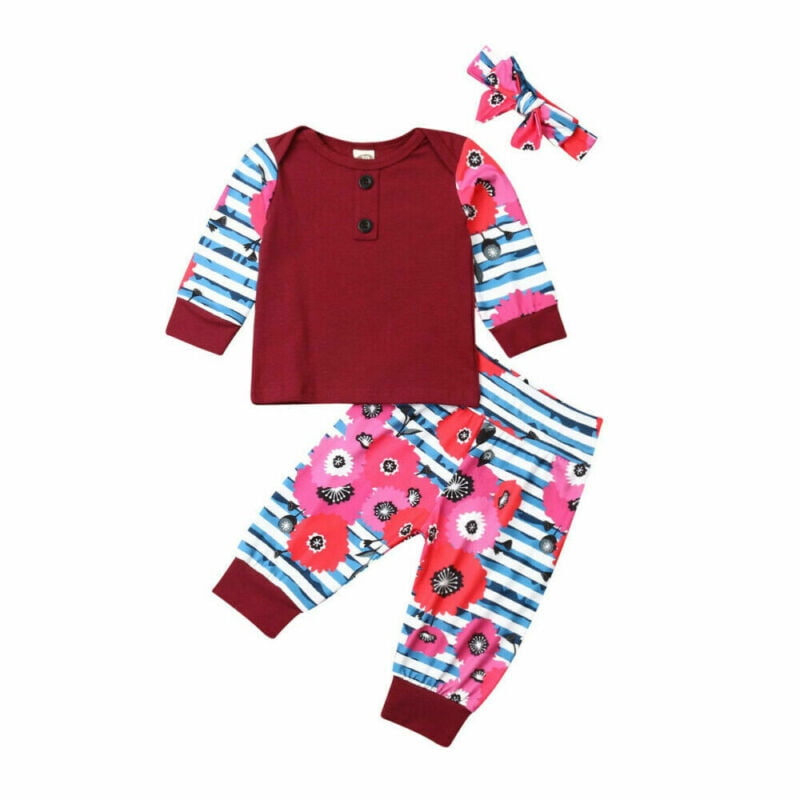 Toddler Girl Outfit Baby Girl Clothes Ruffle Long Sleeve Shirt Floral Pants Set Fall Winter Clothes