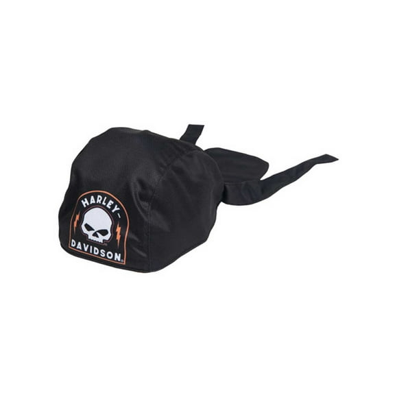 Harley-Davidson Men's Skull Shield Polyester One Size Headwrap - Solid Black, Harley Davidson