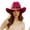 Hot Pink-b, variant on Cowboy Hat Women Wide Brim Western Fedora Jazz Lightweight Fabric Curved Brim Autumn Winter Party Outdoor Headwear