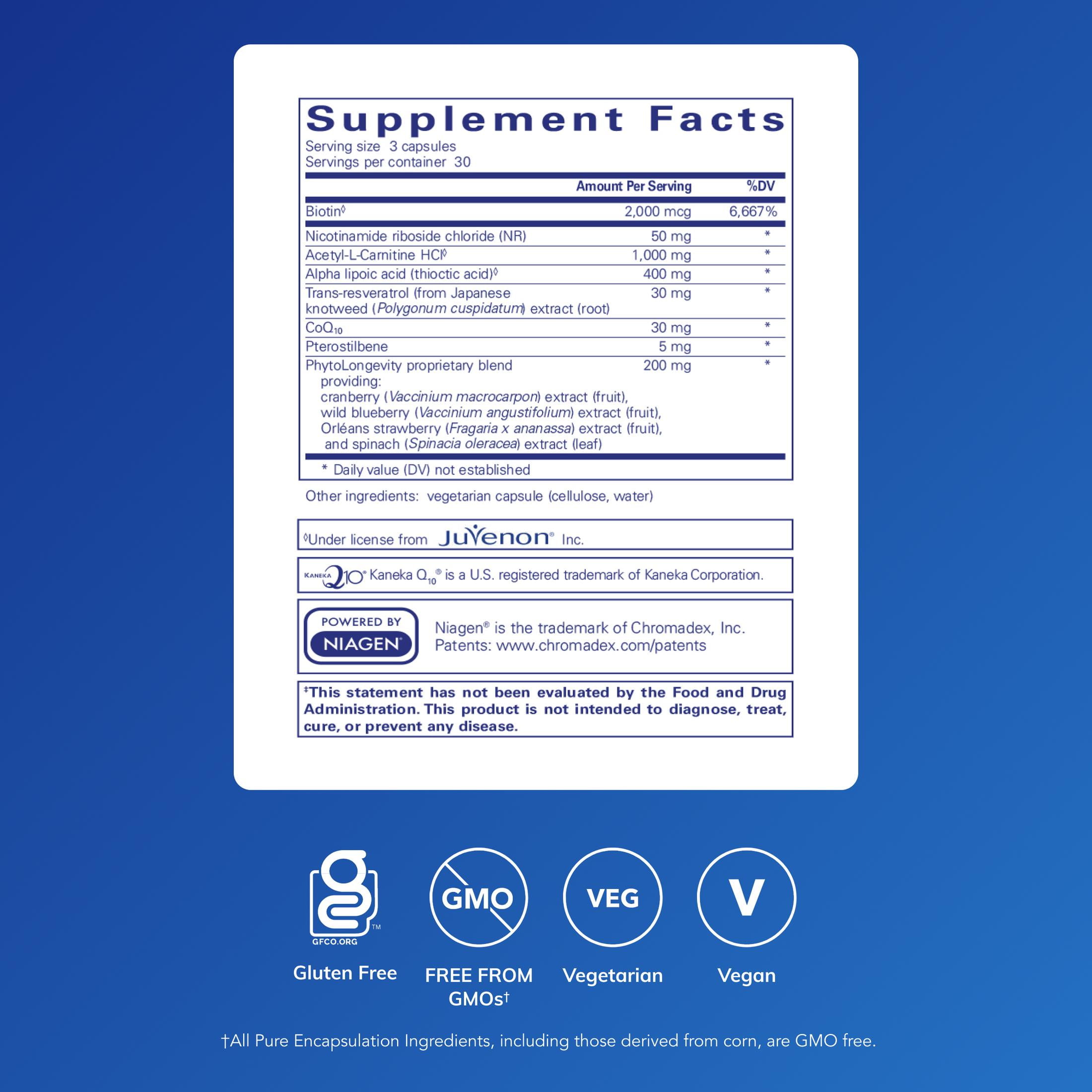 Pure Encapsulations RevitalAge Ultra 90's - Aids Healthy Aging - Mitochondrial Support* - Antioxidant-Rich - Gluten Free & Non GMO - 90 Capsules
