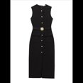 thumbnail image 1 of Vestidos de Trabajo para Mujer 2025, Vestido Formal Sin Mangas con Botones, Elegantes Conjuntos de Oficina con Cinturón. Negro S, 1 of 10