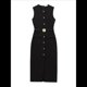 thumbnail image 1 of Vestidos de Trabajo para Mujer 2025, Vestido Formal Sin Mangas con Botones, Elegantes Conjuntos de Oficina con Cinturón. Negro S, 1 of 10