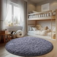 thumbnail image 5 of SARAG 5'x5' Round Rugs for Bedroom,Fluffy Rugs for Living Room Kids Room,Home Decor Shaggy Carpet Fuzzy Plush Rug for Nursery Room,Light Gray, 5 of 8