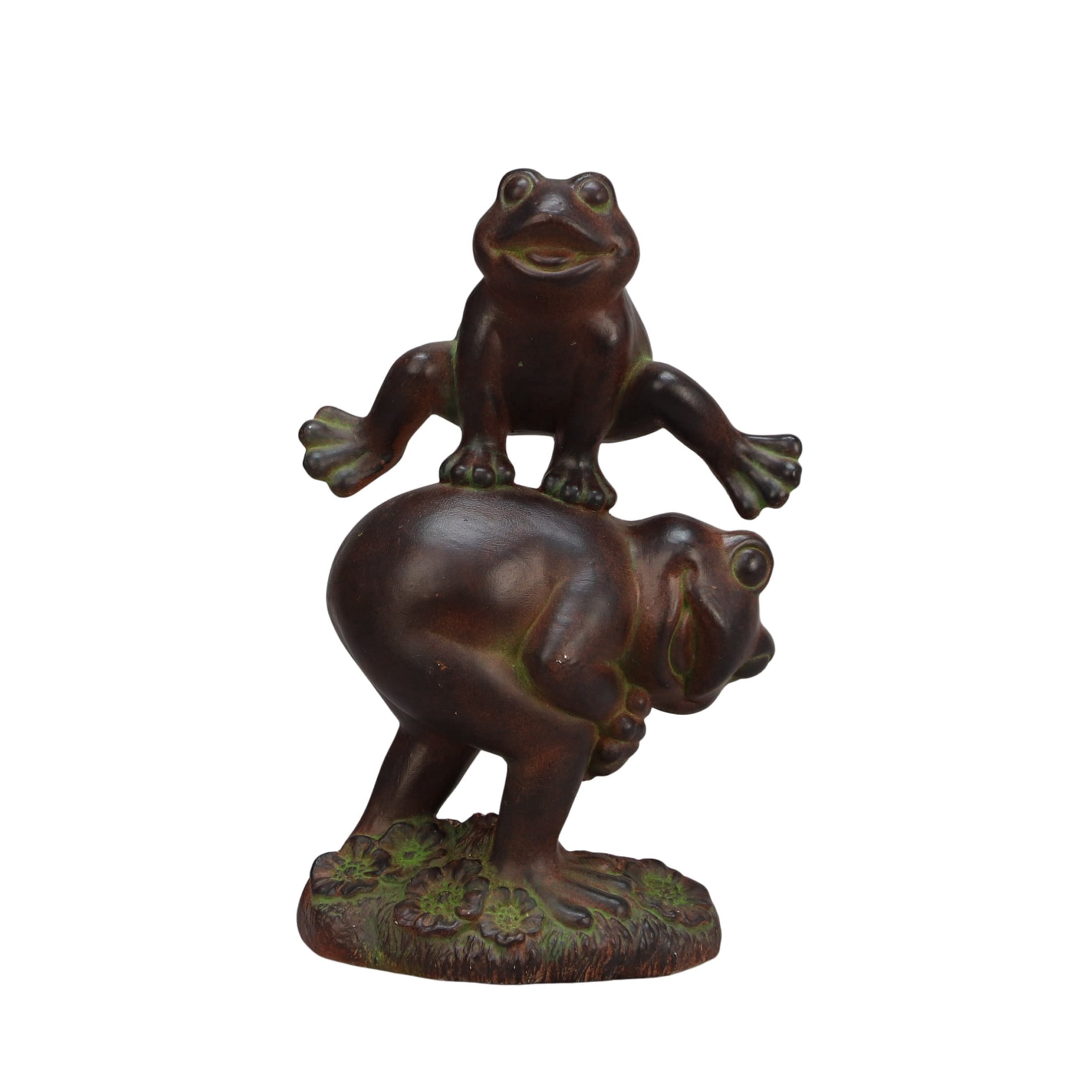 The Growing Ground Frog Garden Statue, Hand-Painted Jumping Frog Decor for Indoor & Outdoor Use, Yard, Lawn, Patio, Dark Bronze