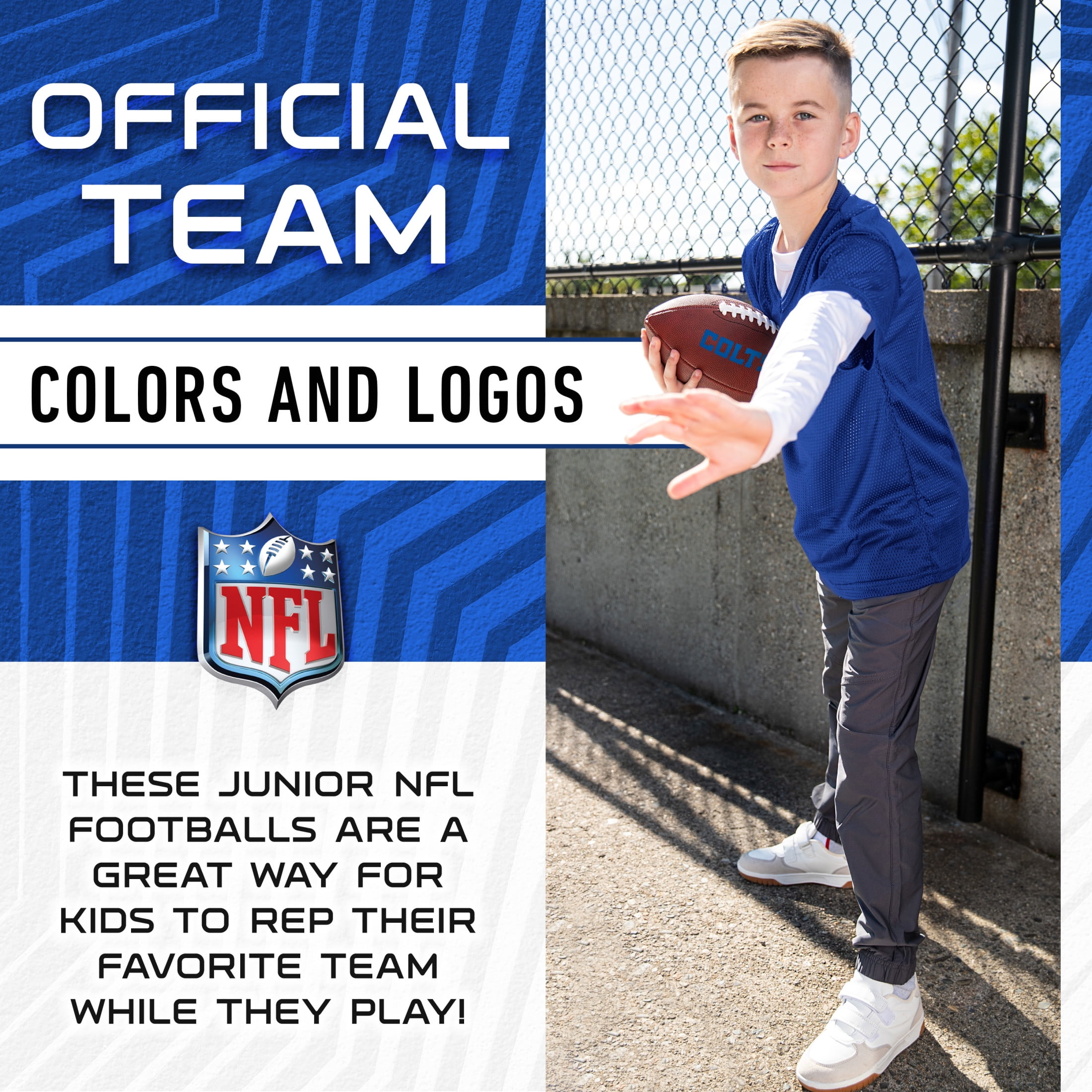 Franklin Sports NFL Indianapolis Colts Football - Youth Junior Size Football for Kids - Official NFL Team Logo + Colors Youth Football - Kids NFL Fan Shop Football
