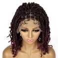 thumbnail image 5 of sedittyhair Short Bob Dreadlocks Square Knotless Braided Wigs 14 Inches Burgundy Color Locs Crochet Natural Braiding Hair Artificial Wig for Black Women with Baby Hair 1B/Bug Color, 5 of 6