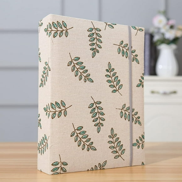 HWZWT Green leaf photo linen cover photo book for family wedding anniversary baby vacation 200 photos 4x6 small photo album 200 photos linen cover photo book for family wedding annivers