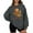 Gray, variant on LITTER'S FULL Women's Casual Fashion Solid Color Round Neck Raglan Long Sleeve Sweatshirt Top with Fun Print for Daily Use,Black,L