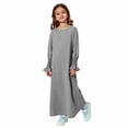 thumbnail image 1 of XQYLOS Robe Abaya Unie pour Filles Col Ras du Cou Kaftan de Prière Musulman Ramadan Tenue de Mosquée Confortable Robe Modeste Vêtements Islamiques de Tous les Jours, 1 of 4