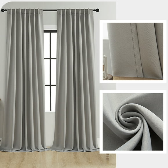 Cortinas con efecto blackout de color gris, elegantes para el dormitorio, panel de cortina de 39 pulgadas x 51 pulgadas