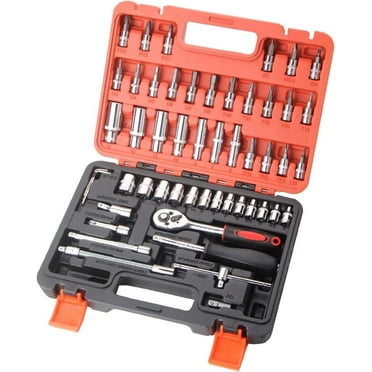 Auto Repair Tool Set 53 Pieces, Motocross Repair Socket Wrench Set for Auto Repair and Home Use, Comes with Storage Case