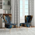 thumbnail image 2 of Designart "Celestial Angel Wings in Blue and Gold III" Blue Wings Upholstered Accent Chair - Modern Arm Chair For Bedroom, 2 of 5