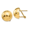 thumbnail image 1 of 14K Yellow Gold Hammered Omega Back Post Earrings, 1 of 2