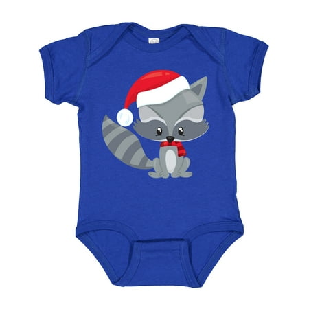 

Inktastic Christmas Raccoon Raccoon With Santa Hat Scarf Boys or Girls Baby Bodysuit