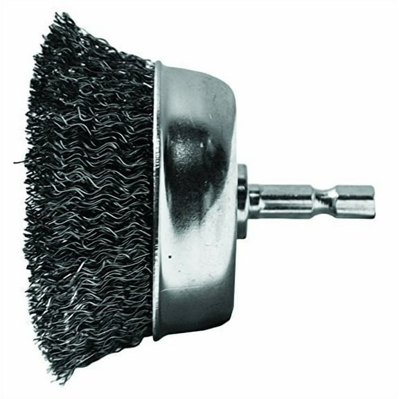 Century Drill & Tool 76211 Coarse Crimped Cup Wire Brush, 1-3/4" – Removes Rust, Paint, Weld Spatter, Cleans Pipes & Fittings, Heat-Treated Steel, Quick-Change Shank