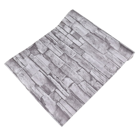 3D Brick Wallpaper, Grey Stone Peel and Stick Wallpaper Oil Proof for Living Room