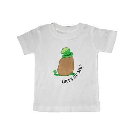 

Inktastic St. patrick s Day Lucky Little Spud with Four Leaf Clover and Hat and Text Gift Baby Boy or Baby Girl T-Shirt