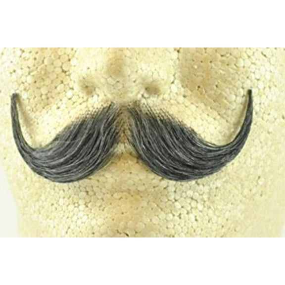 Grey Handlebar Moustache 100% Human Hair Handle Bar Costume Accessory Adult.