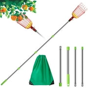 Newsoul Fruit Picker Fruit Picking Tool with Storage Bag Stainless Steel Orange Picker Tool Tree Fruit Catcher Lightweight Fruit Harvester Garden Fruit Picking Pole with 63inch Splicing Rod