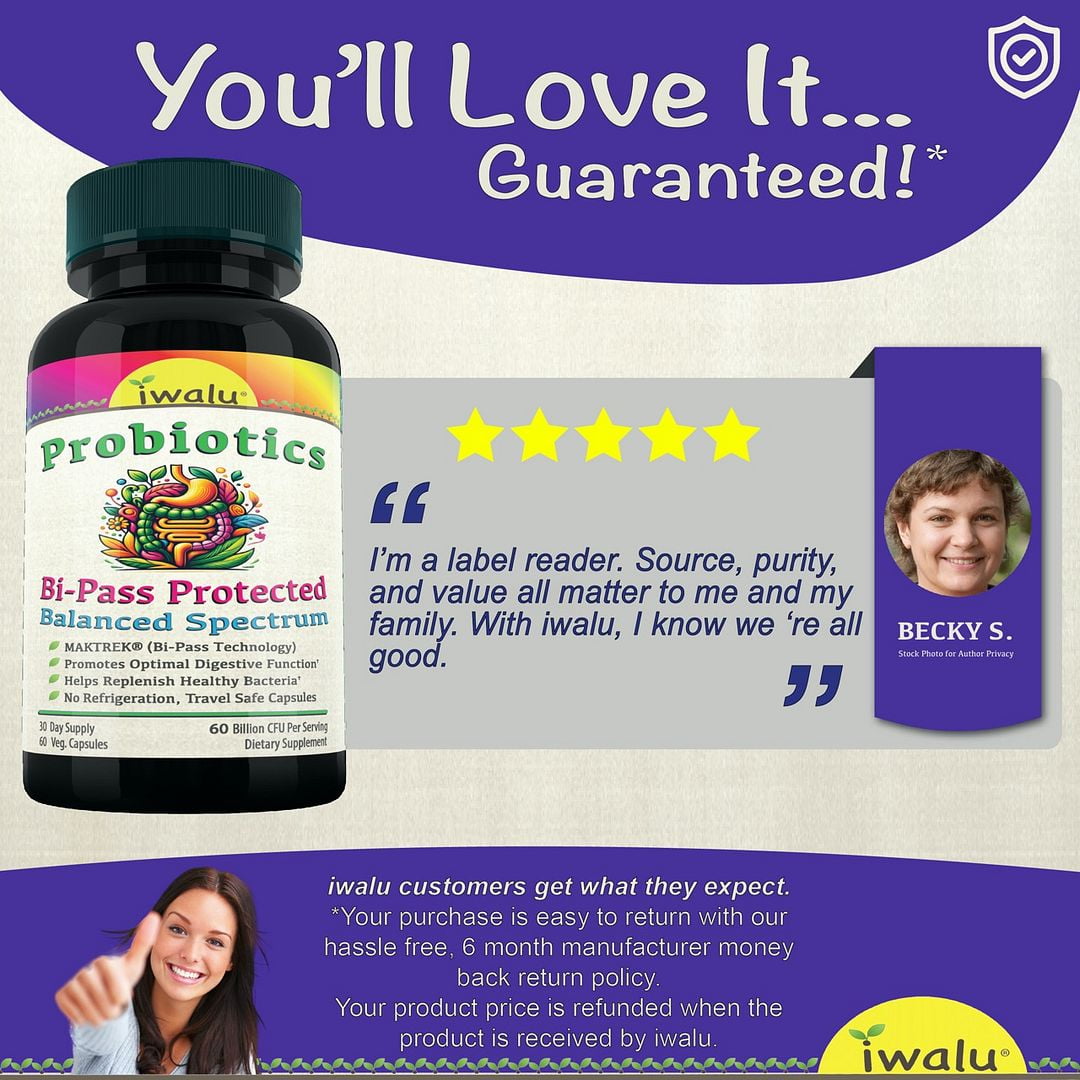 iwalu Probiotics 60 Billion CFU | Women's pH Balance, Odor Control, Flora Health | Delayed Release MAKTREK Bipass Protected Digestive Support | Gut GI Health - 60 Capsules | NSF Certified & USA Made