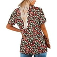 thumbnail image 6 of 2026 ! JINMGG 2026 Womens Plus Size Women's Summer Tunic Round Neck Floral Printed T-Shirts Casual Short Sleeve Blouse Pleated Tops with Ruffle Hem Red XXXL, 6 of 8