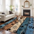 thumbnail image 3 of Navy Blue Brown Area Rug 5x8 Washable Rug Non Slip Rustic Farmhouse Dog Paw Vintage Large Area Rug Soft Stainresistant Indoor Floor Carpet for Living Room Bedroom Home Office Dining Room Nursery, 3 of 8