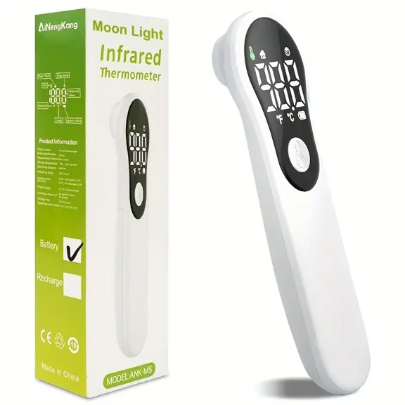 Digital Forehead Thermometer For Adults And Children - Non-contact, Used For Colds And Influenza As Well As Accurate Temperature Sensor, LCD Screen With Fever Alarm And Memory Function
