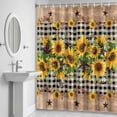 thumbnail image 5 of Country Star Sunflower Shower Curtain for Bathroom Decor, Vintage Flowers Waterproof Fabric Shower Curtain, 36"x72" Set with 12 Hooks, 5 of 9