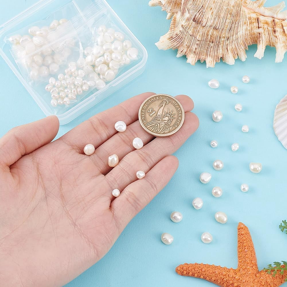 1set 120pcs 3 styles Cultured Freshwater Pearl Beads Strands Nuggets Seashell color 5~9x4~7x3~6mm Hole: 0.3~0.5mm 40pcs/style