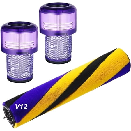 V12 Accessory Set for Dy*son V12 Detect Slim Absolute, HEPA Filter & Soft Brush Roller, Replacement Parts for Dy*son V12 Slim Complete/Extra/Total Clean, Replaces 971634-01 (2+1)
