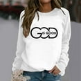 thumbnail image 2 of UJNDER Women's Letter Print Crewneck Sweatshirt Long Sleeve Oversized Casual Pullover Fall Winter Sweatshirt for Women White M, 2 of 4