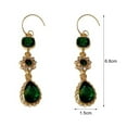 thumbnail image 6 of Huanledash 1 Pair Dangle Earrings Long Emerald Flower Shape Eye-catching Water Drop Earrings for Gift, 6 of 7