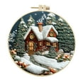 thumbnail image 2 of Christmas Forest Snow House DIY Hand Embroidery Kit - Complete Fabric Material Set with Needles & Threads - 15cm Hoop - Holiday Craft & Gift Idea, 2 of 4