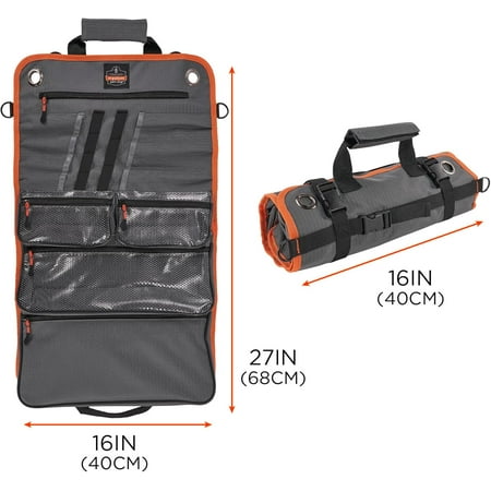 5874 Roll Up Tool Bag with Clear Zippered Pockets Tool Organizer
