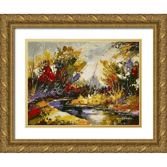 Chodyukov, Aleksander 24x19 Gold Ornate Wood Framed with Double Matting Museum Art Print Titled - Autumn River