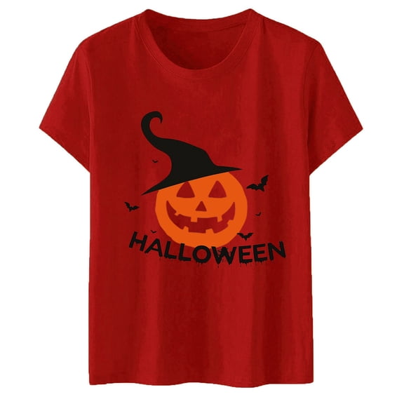 Towmus Fall Shirts for Women Letter Print Pumpkin Graphic Tops Teen Girl Thanksgiving Tee Halloween Party Shirts