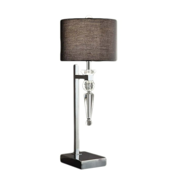 Celest Crystal and Chrome Table Lamp 29 Inches Tall 11 Inch Black Silk Shade